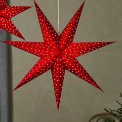 LED hangende ster Blink, fluwelen look Ø 45cm rood