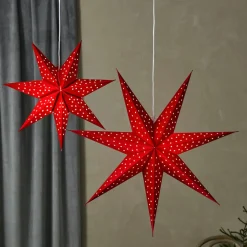 LED hangende ster Blink, fluwelen look Ø 45cm rood