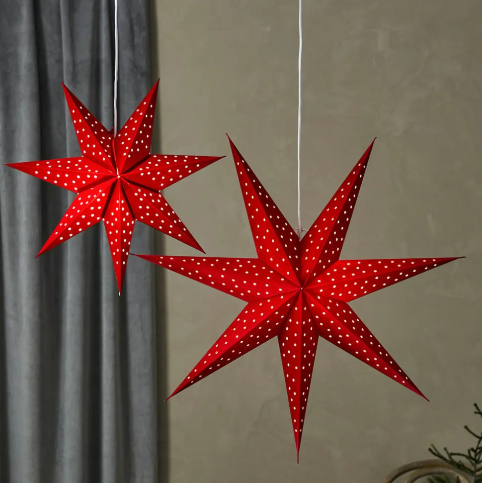 LED hangende ster Blink, fluwelen look Ø 45cm rood