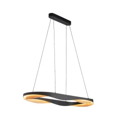 LED hanglamp Ascoli, 100 x 36 cm zwart/goud, metaal, dimbaar