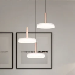 LED hanglamp Celeste, wit/bruin, Ø 35 cm 3-lamps glas dimbaar