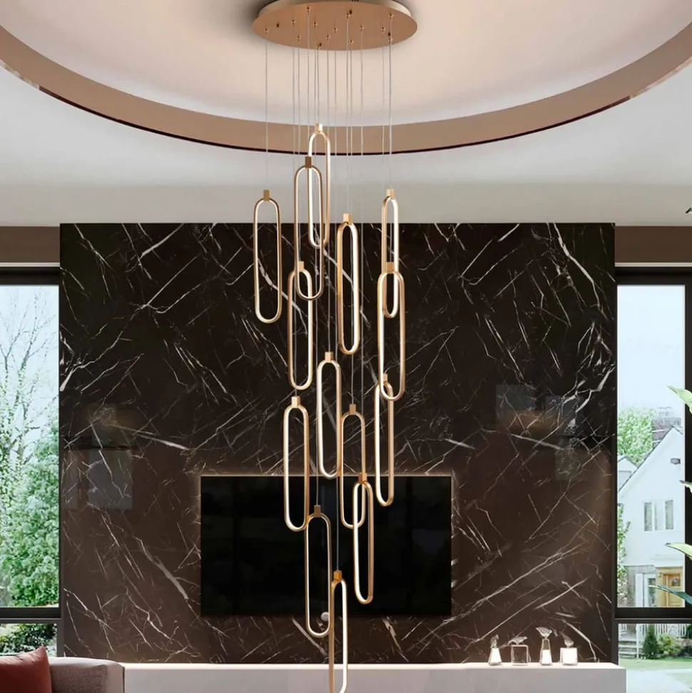 LED hanglamp Colette roségoud 14-lichts Ø 60cm afstandsbediening