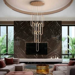 LED hanglamp Colette roségoud 14-lichts Ø 60cm afstandsbediening