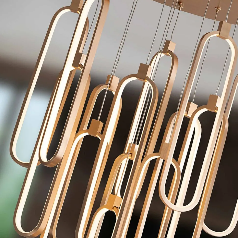 LED hanglamp Colette roségoud 14-lichts Ø 60cm afstandsbediening