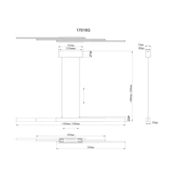 LED hanglamp Ethan, messingkleurig, 150 cm, uitschuifbaar