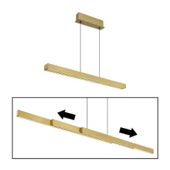 LED hanglamp Ethan, messingkleurig, 150 cm, uitschuifbaar