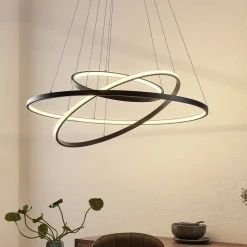 LED hanglamp Ezana, zwart, metaal, Ø 80cm