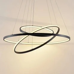 LED hanglamp Ezana, zwart, metaal, Ø 80cm