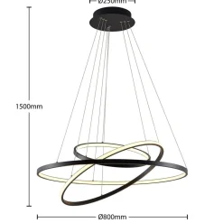 LED hanglamp Ezana, zwart, metaal, Ø 80cm