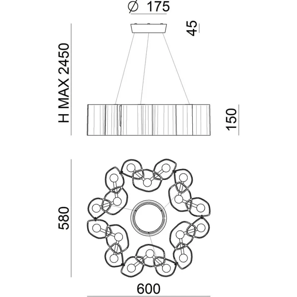 LED hanglamp Honey, dimbaar, rond, 58 cm