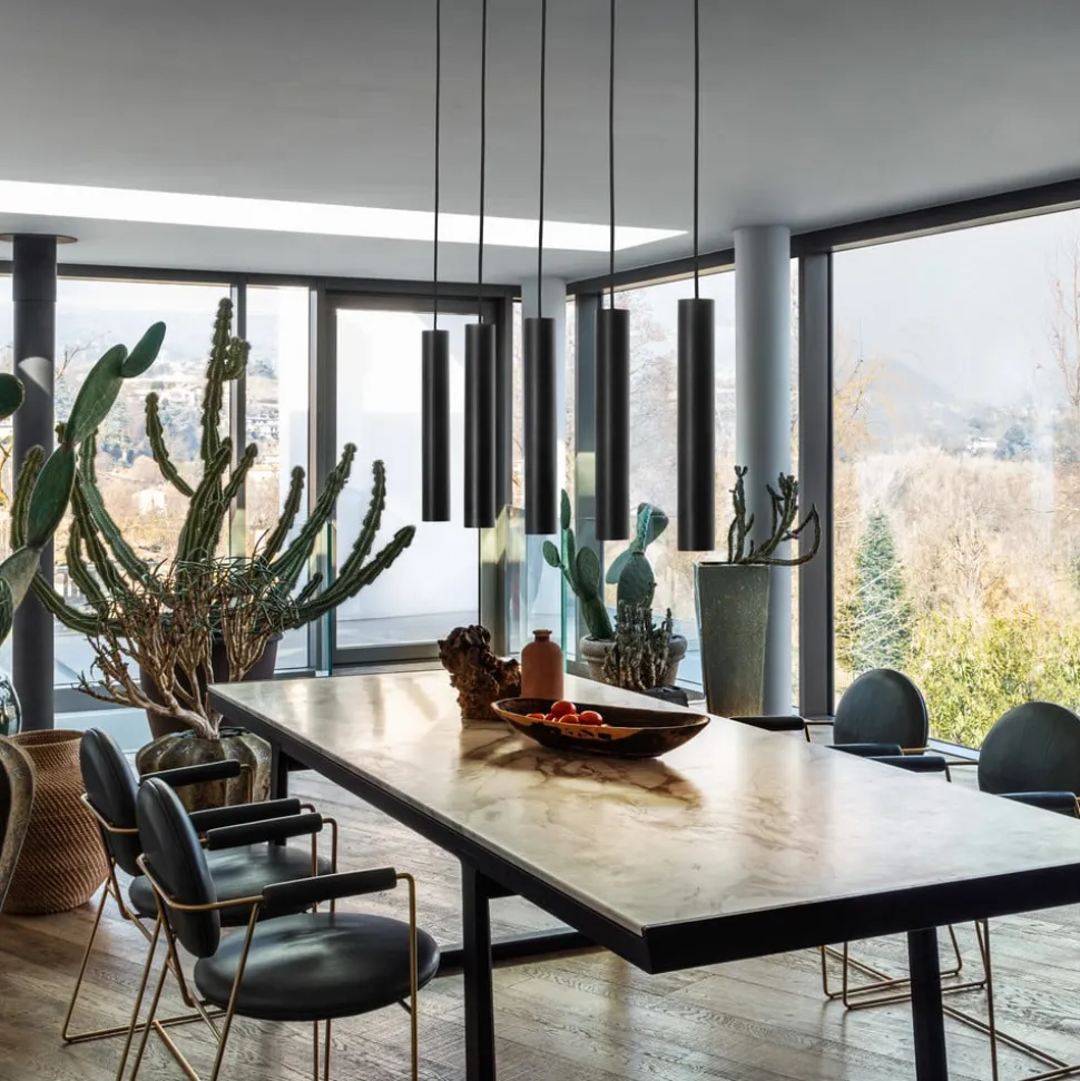 LED hanglamp look in smalle vorm, zwart