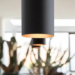 LED hanglamp look in smalle vorm, zwart