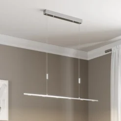 LED hanglamp Lucande Arnik, 120 cm, nikkelkleurig, dimbaar