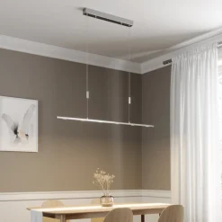 LED hanglamp Lucande Arnik, 120 cm, nikkelkleurig, dimbaar