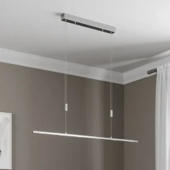 LED hanglamp Lucande Arnik, 120 cm, nikkelkleurig, dimbaar