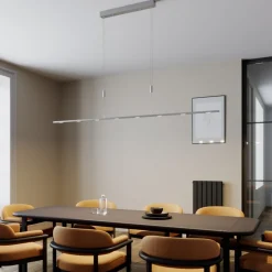 LED hanglamp Lucande Arnik, 180 cm, nikkelkleurig, dimbaar