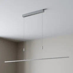 LED hanglamp Lucande Arnik, 180 cm, nikkelkleurig, dimbaar