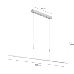 LED hanglamp Lucande Arnik, 180 cm, nikkelkleurig, dimbaar