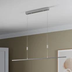LED hanglamp Lucande Arnik, 140 cm, nikkelkleurig, dimbaar