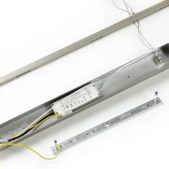 LED hanglamp Lucande Arnik, 140 cm, nikkelkleurig, dimbaar