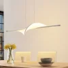 LED hanglamp Lucande Edano, 122 cm, wit, textiel, dimbaar