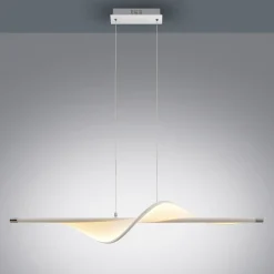 LED hanglamp Lucande Edano, 122 cm, wit, textiel, dimbaar