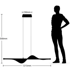 LED hanglamp Lucande Edano, 122 cm, wit, textiel, dimbaar