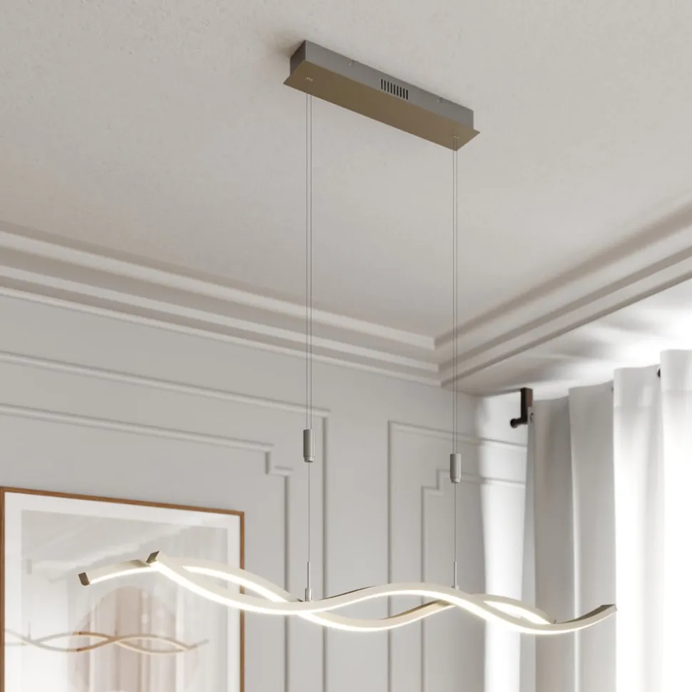 LED hanglamp Lucande Mairia, zilver, in hoogte verstelbaar