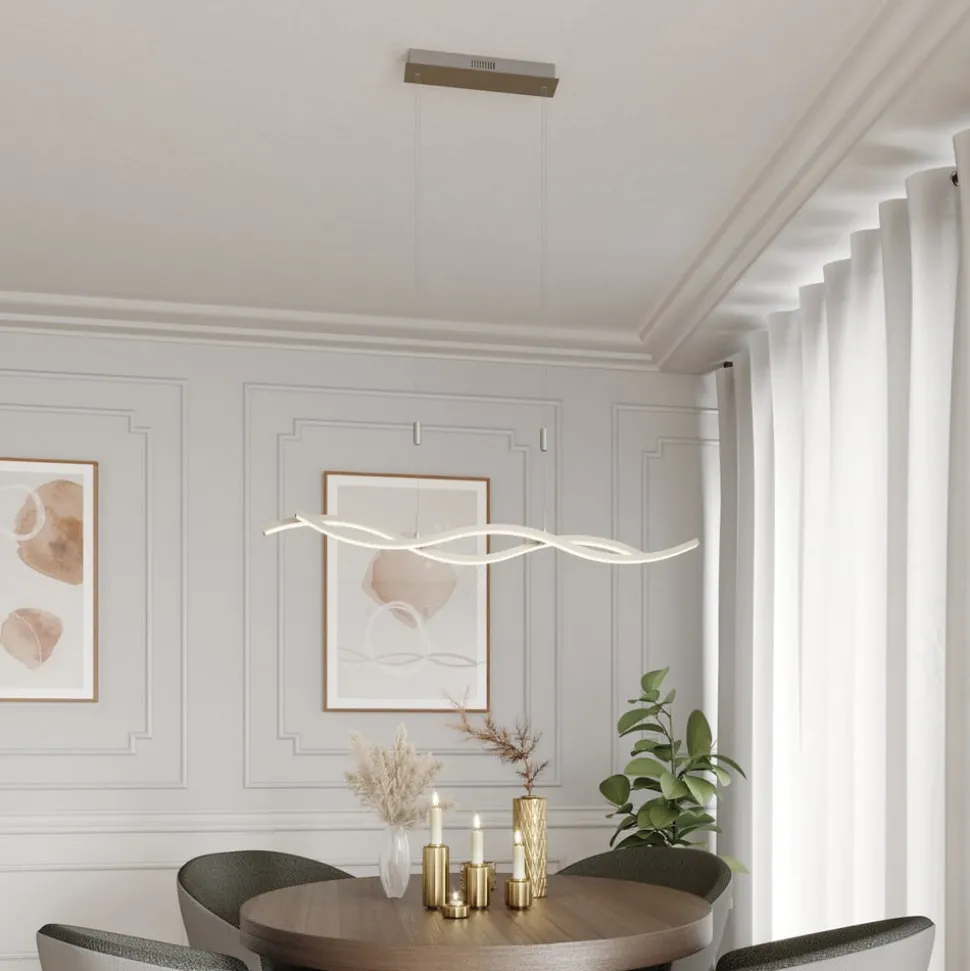 LED hanglamp Lucande Mairia, zilver, in hoogte verstelbaar