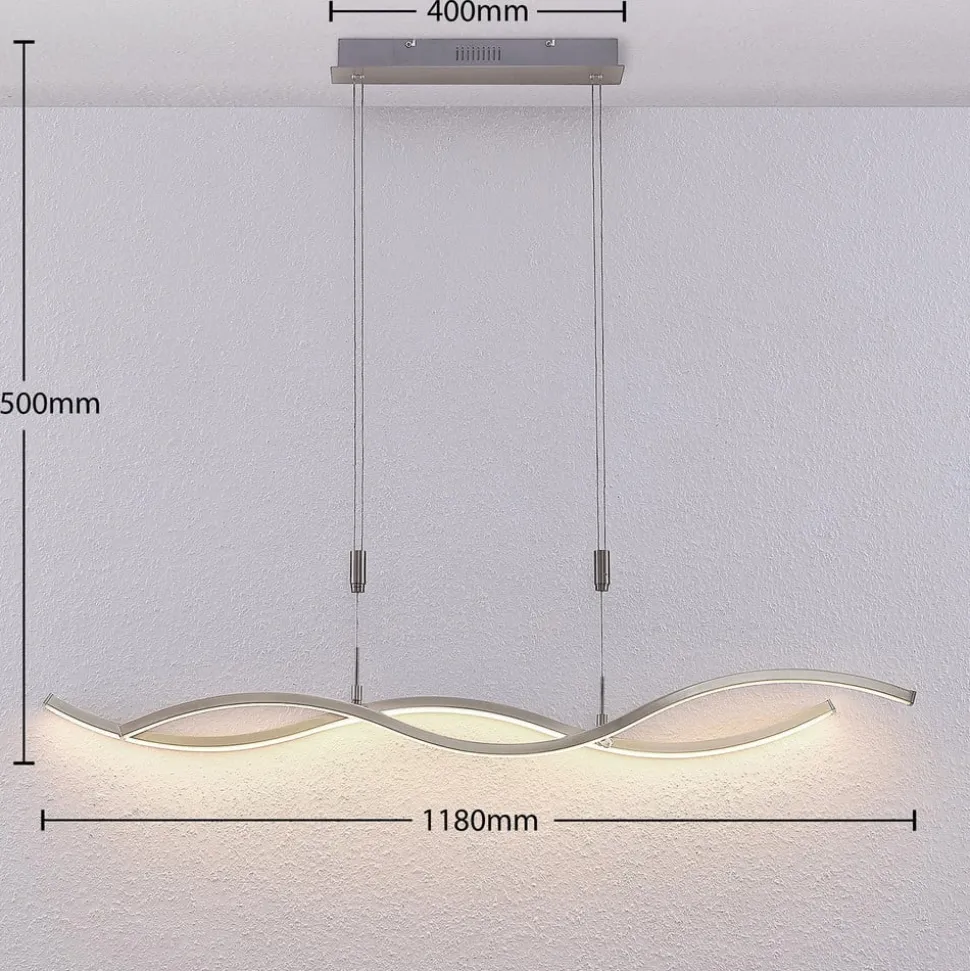 LED hanglamp Lucande Mairia, zilver, in hoogte verstelbaar