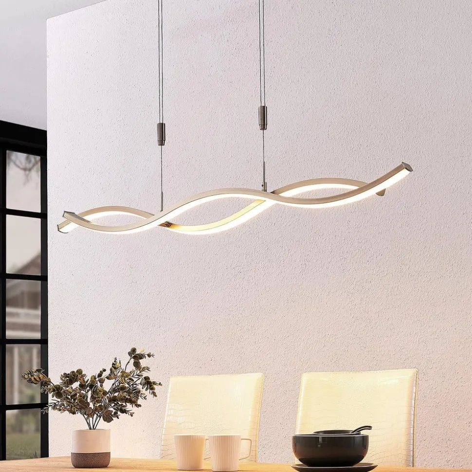 LED hanglamp Lucande Mairia, zilver, in hoogte verstelbaar