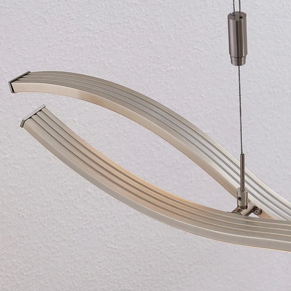 LED hanglamp Lucande Mairia, zilver, in hoogte verstelbaar