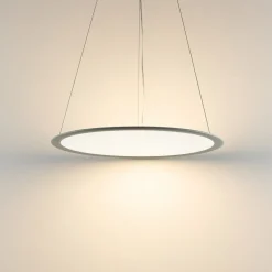 LED hanglamp PANEL, grijs, Ø 63 cm, metaal, CCT, dimbaar, 50 W