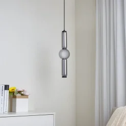 LED hanglamp Savete, rookgrijs, glas, Ø 12 cm