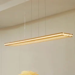 LED hanglamp Silja, hout, acryl, wit, 3000K