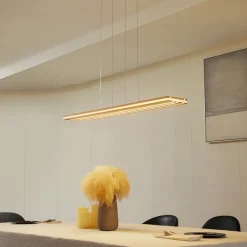 LED hanglamp Silja, hout, acryl, wit, 3000K