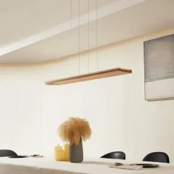 LED hanglamp Silja, hout, acryl, wit, 3000K