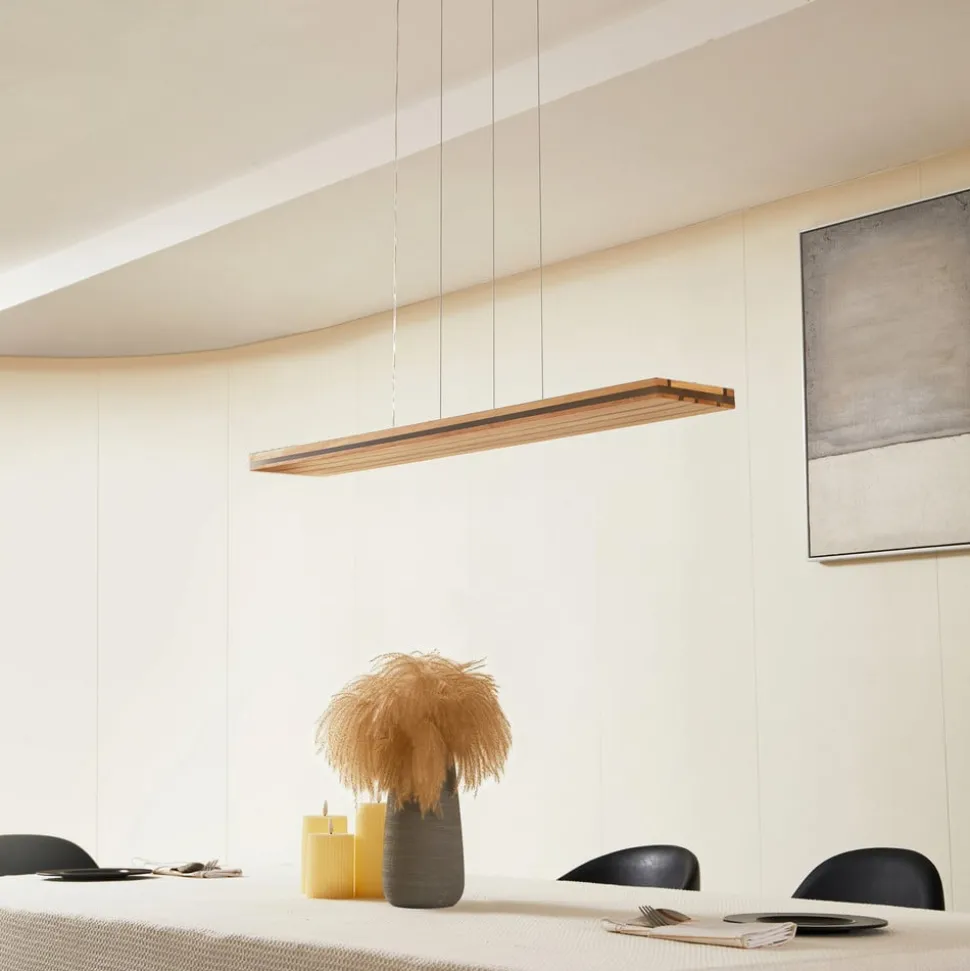 LED hanglamp Silja, hout, acryl, wit, 3000K