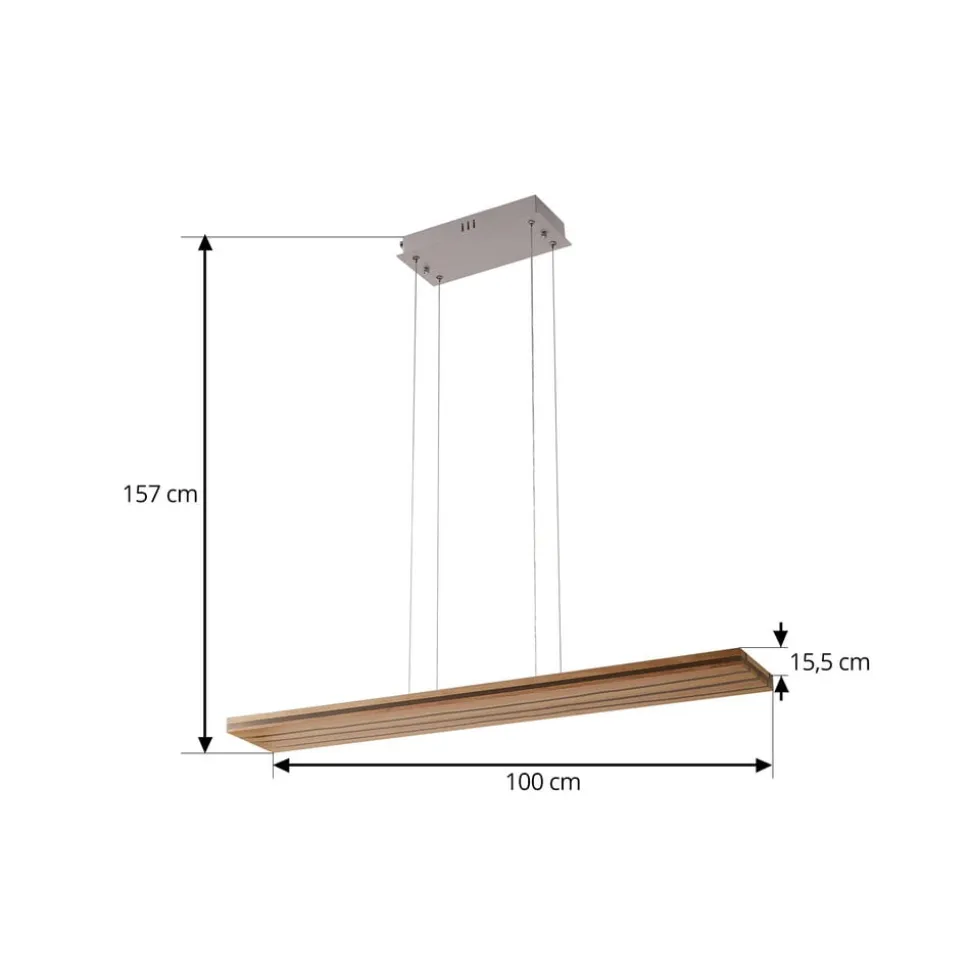 LED hanglamp Silja, hout, acryl, wit, 3000K