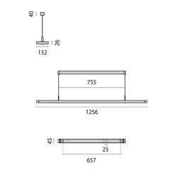 LED hanglamp Small Line, sensor, 126 cm, wit
