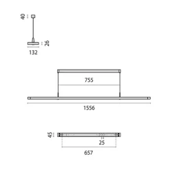 LED hanglamp Small Line, sensor, 156 cm, wit