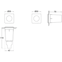 LED inbouwlamp Aldo hoekig zwart/helder 3.000K