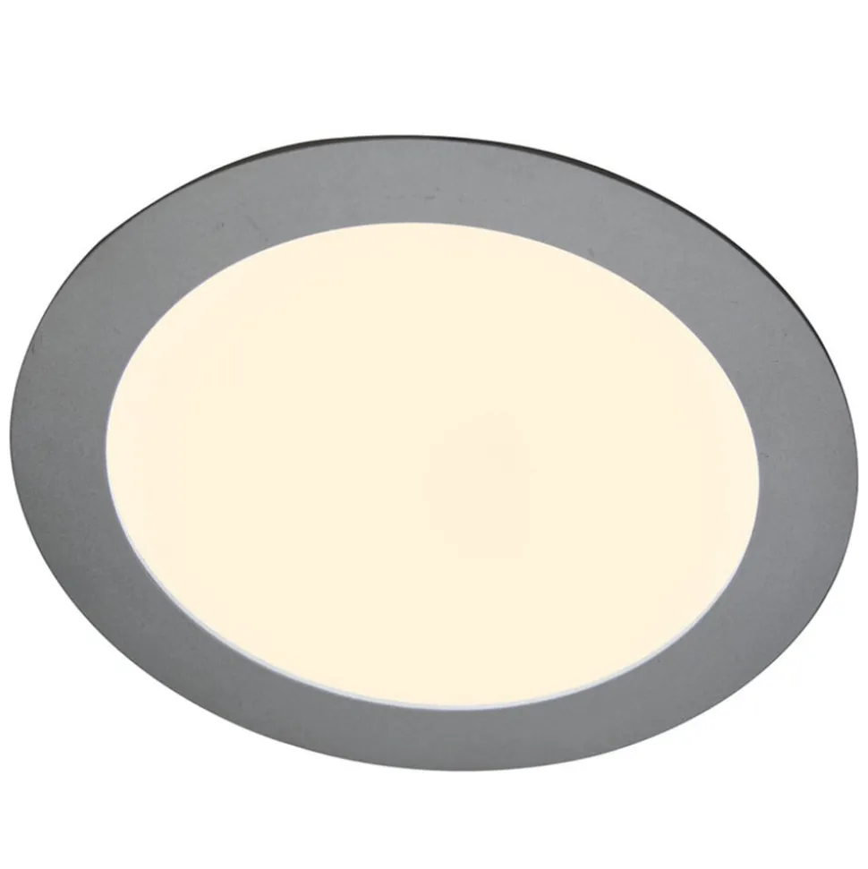 LED inbouwpaneel Justus, Ø 14,5 cm, zilver, IP44