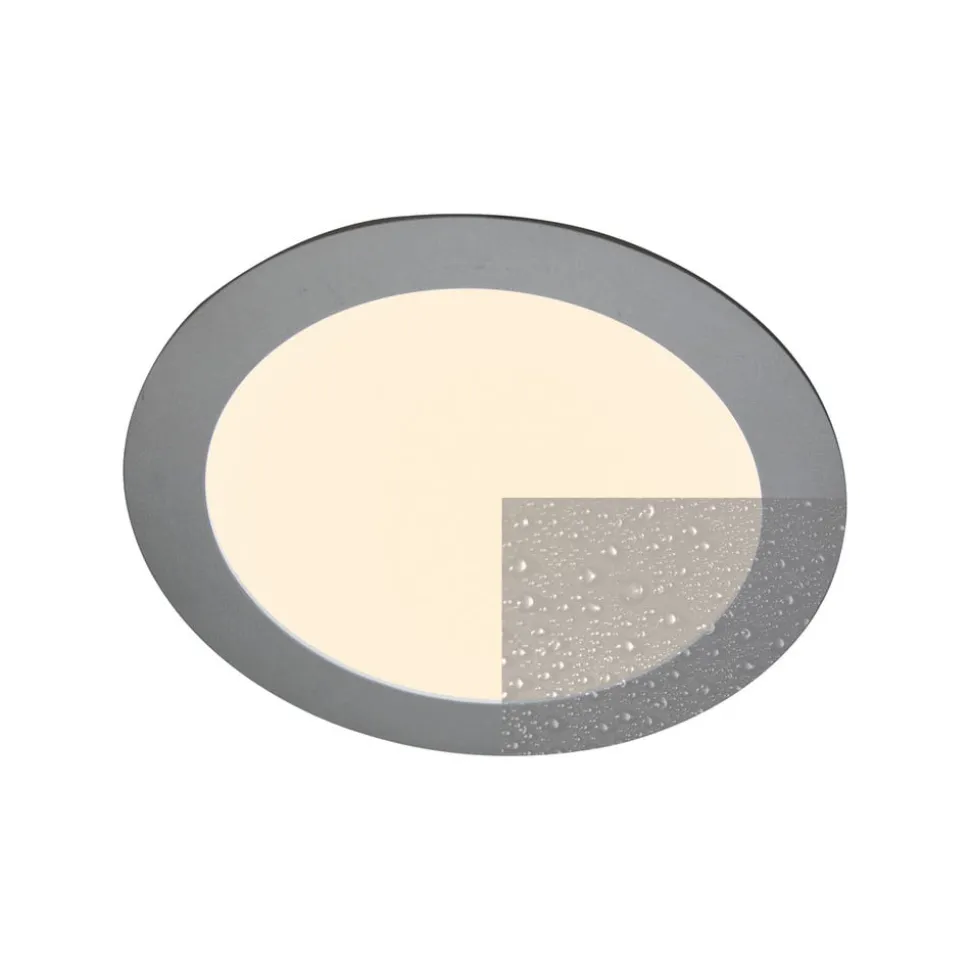 LED inbouwpaneel Justus, Ø 14,5 cm, zilver, IP44