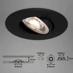 LED inbouwspot 7602 3er IP65 3.000 K zwart