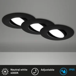 LED inbouwspot 7597 3er IP65 4.000 K zwart