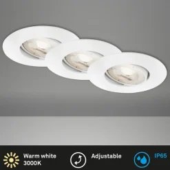 LED inbouwspot 7602 3er IP65 3.000 K wit