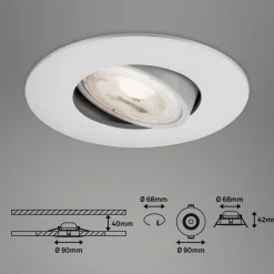 LED inbouwspot 7602 3er IP65 3.000 K mat chroom