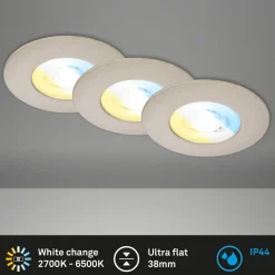 LED inbouwspot 7605 IP44 3 per set CTS mat nikkel