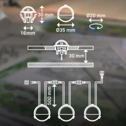LED inbouwspot 3923034, IP65, 12 V, 3-spot verlenging Ø 3,5 cm